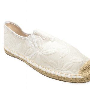 Chic White Espadrille Slip-On Shoes Effortless Summer Style, Size 7
